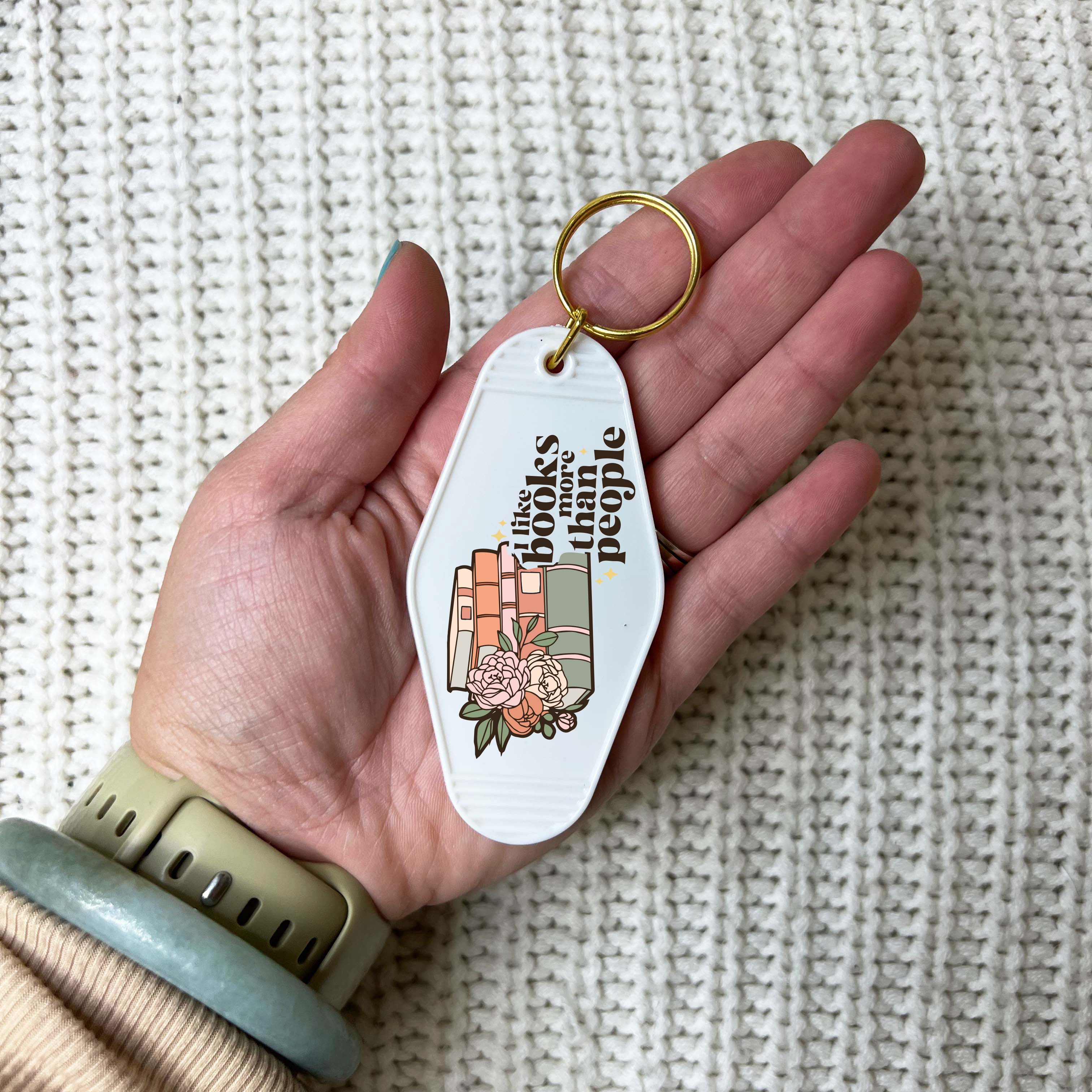 I Like Books More Than People Keychain