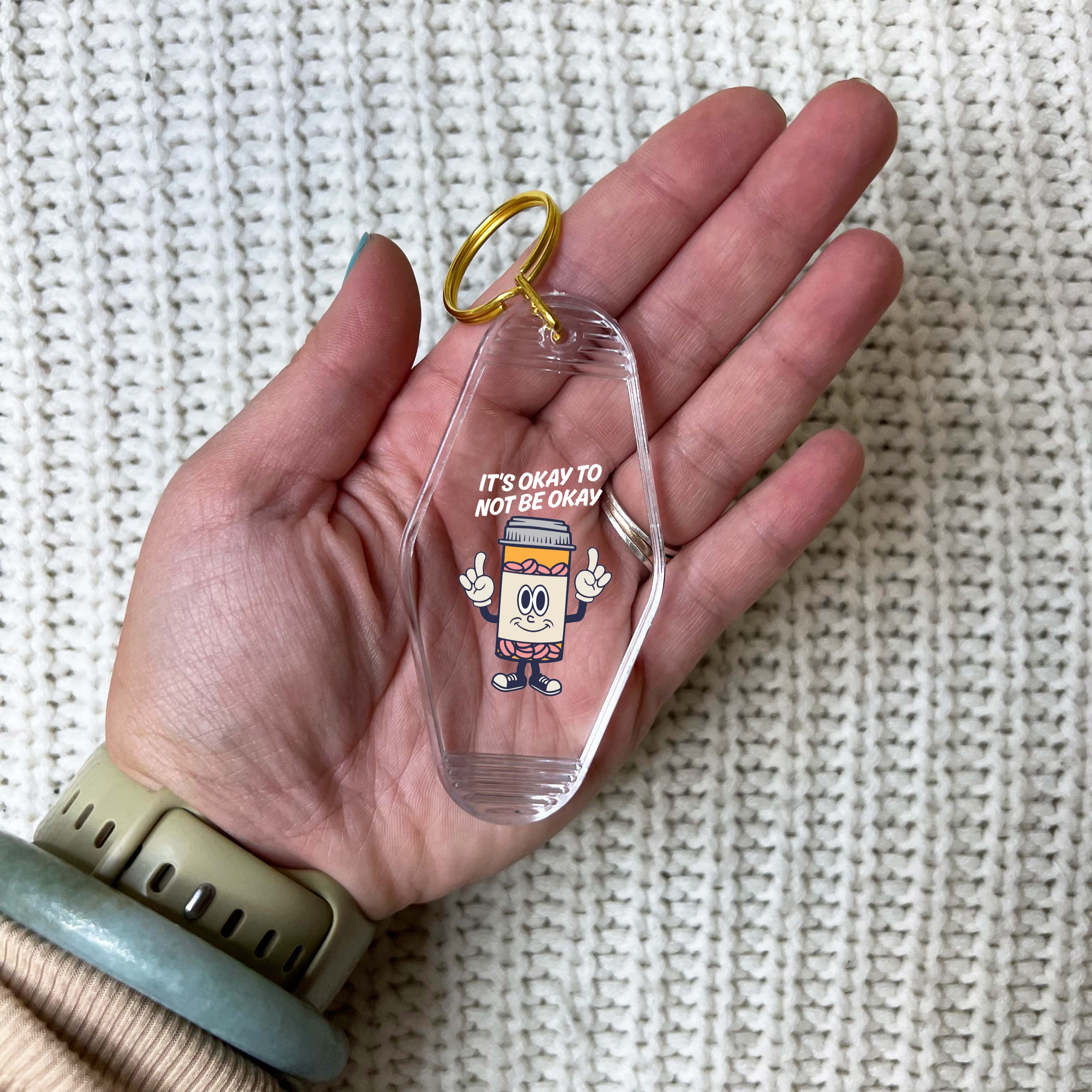 It's Okay To Not Be Okay Pill Bottle Keychain