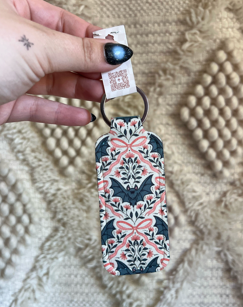Bats and Bows Chapstick Holder Keychain