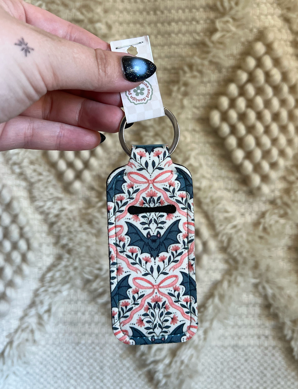 Bats and Bows Chapstick Holder Keychain
