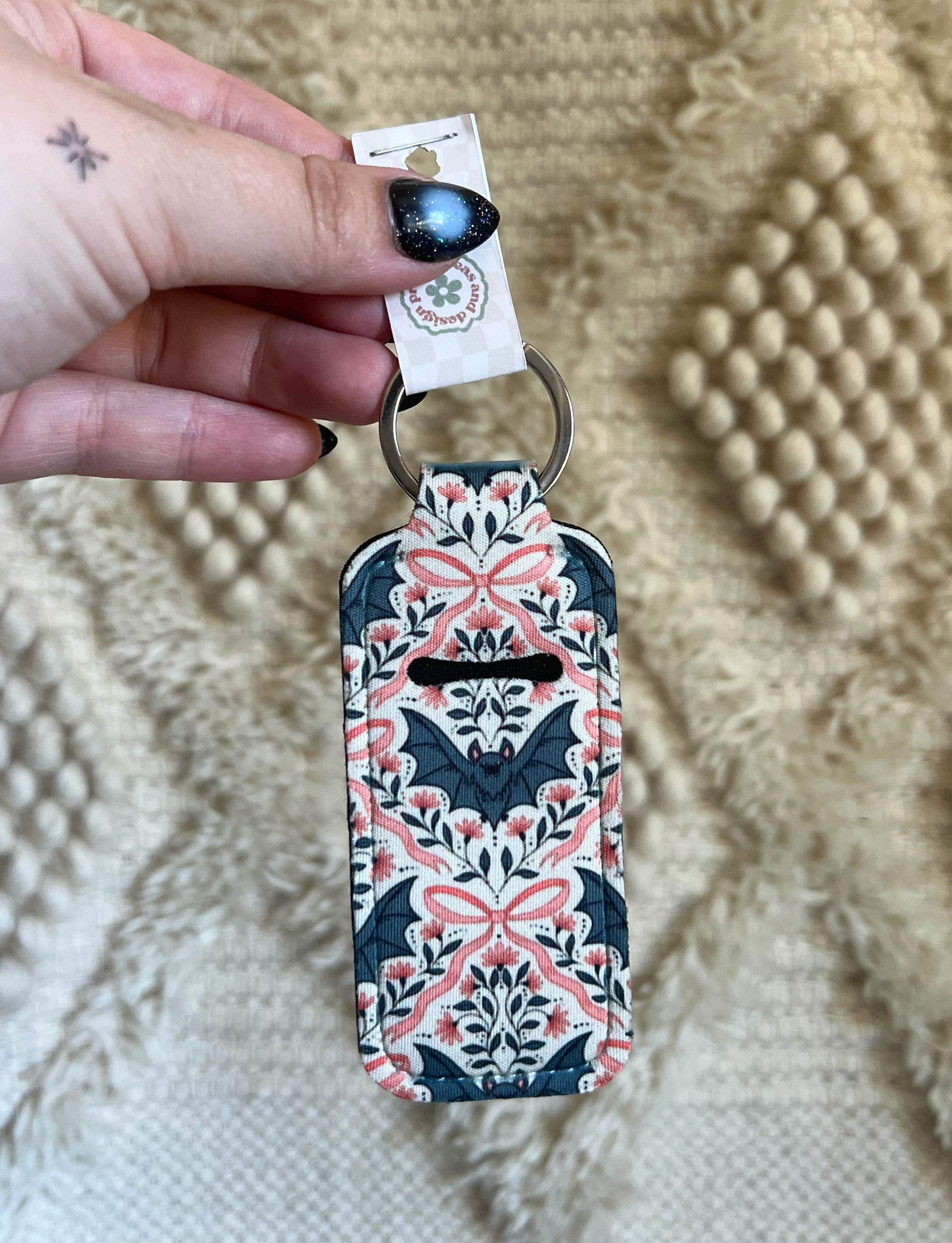 Bats and Bows Chapstick Holder Keychain
