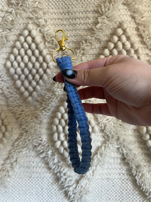 Blue Macrame Keychain