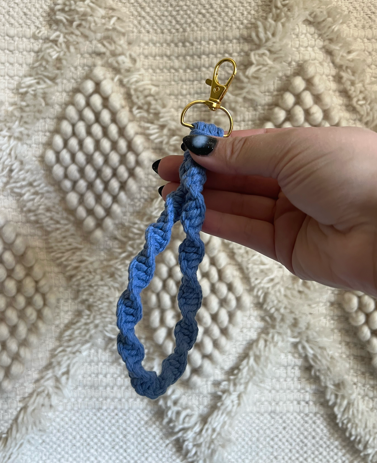 Blue Macrame Keychain