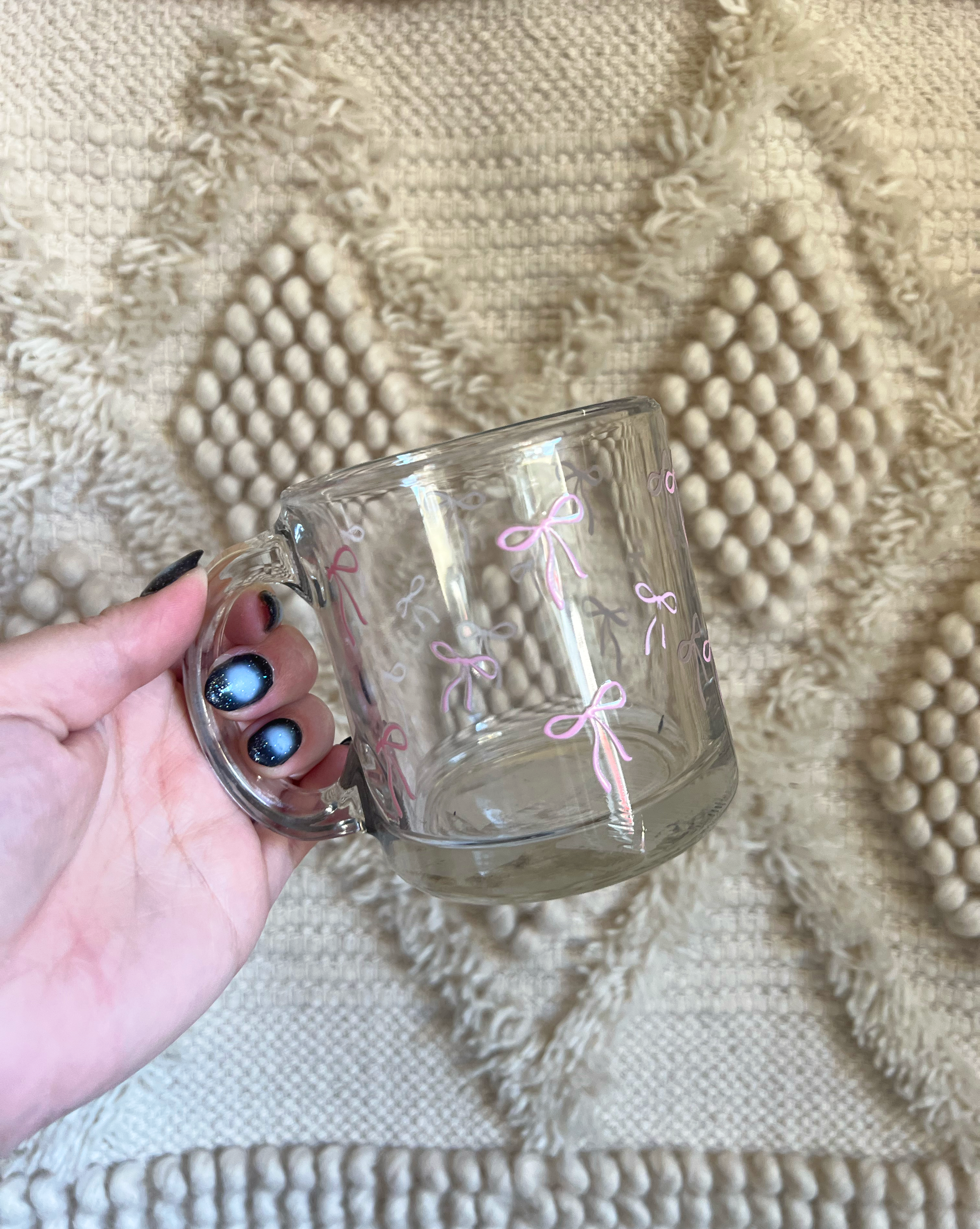 Pink Bow Coquette Glass Mug
