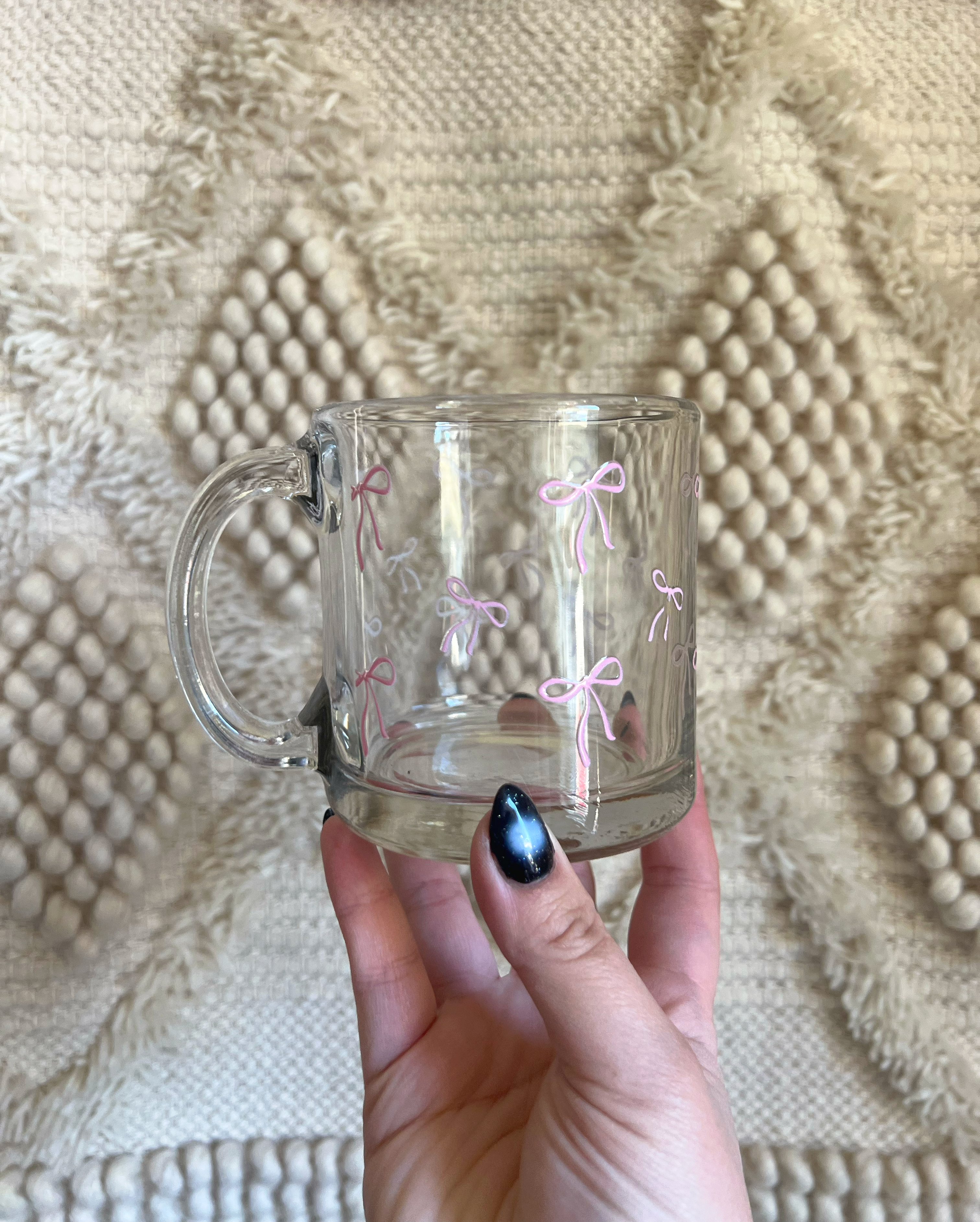 Pink Bow Coquette Glass Mug
