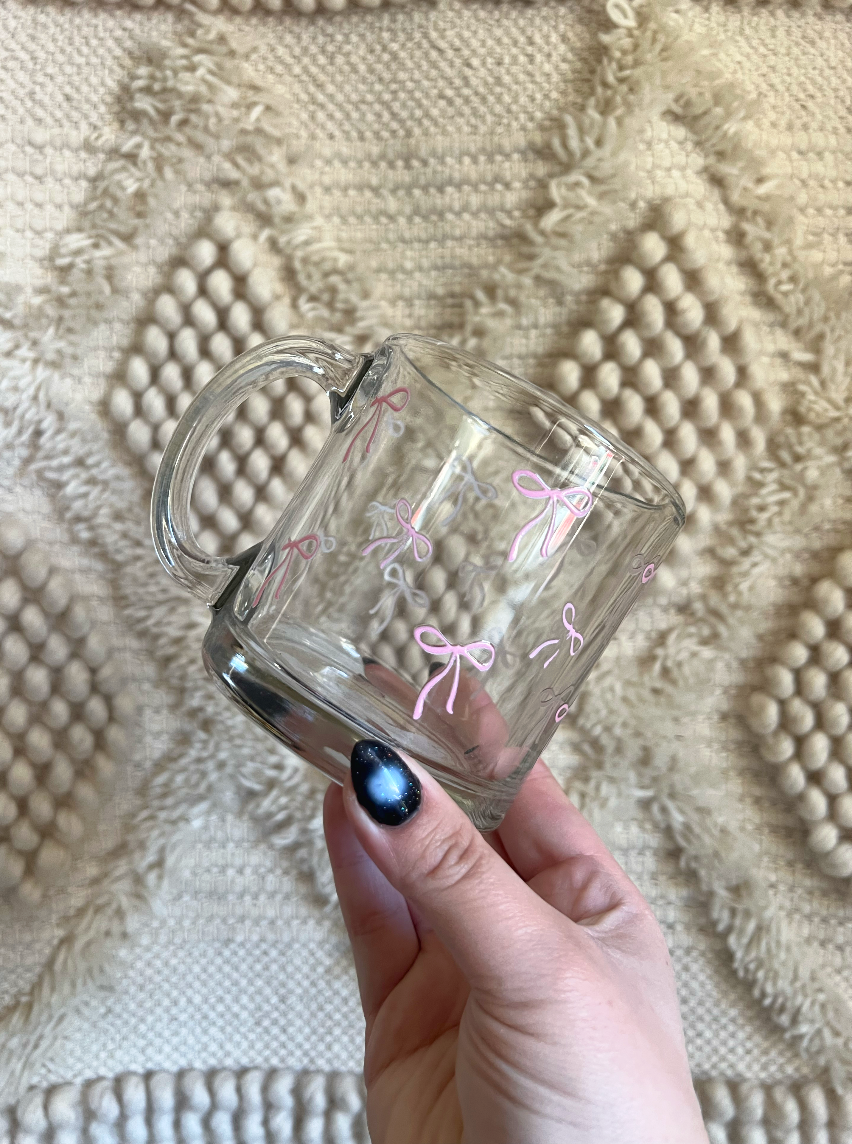 Pink Bow Coquette Glass Mug