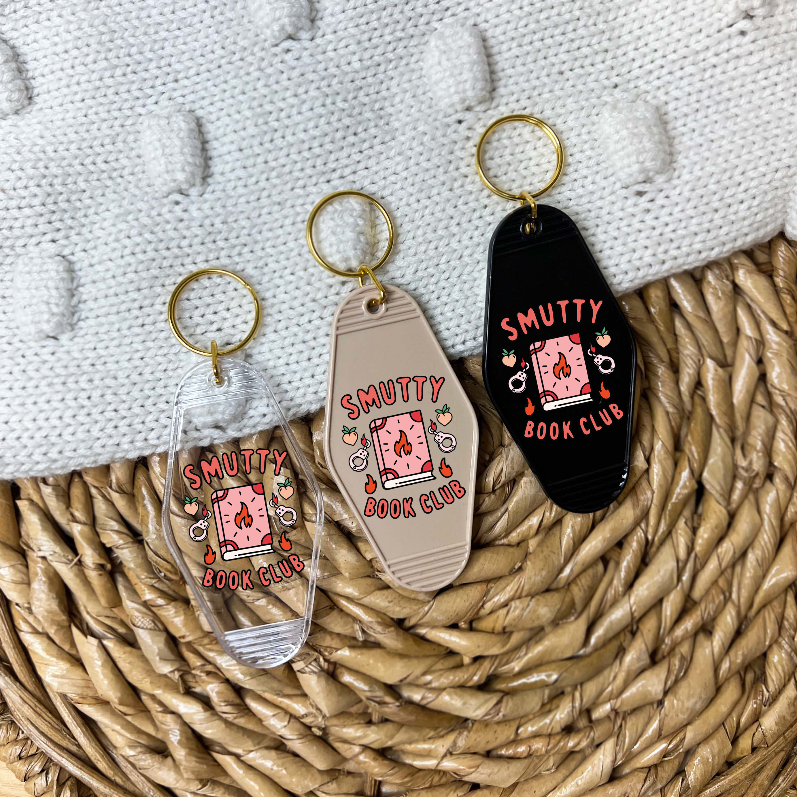Smutty Book Club Motel Keychain