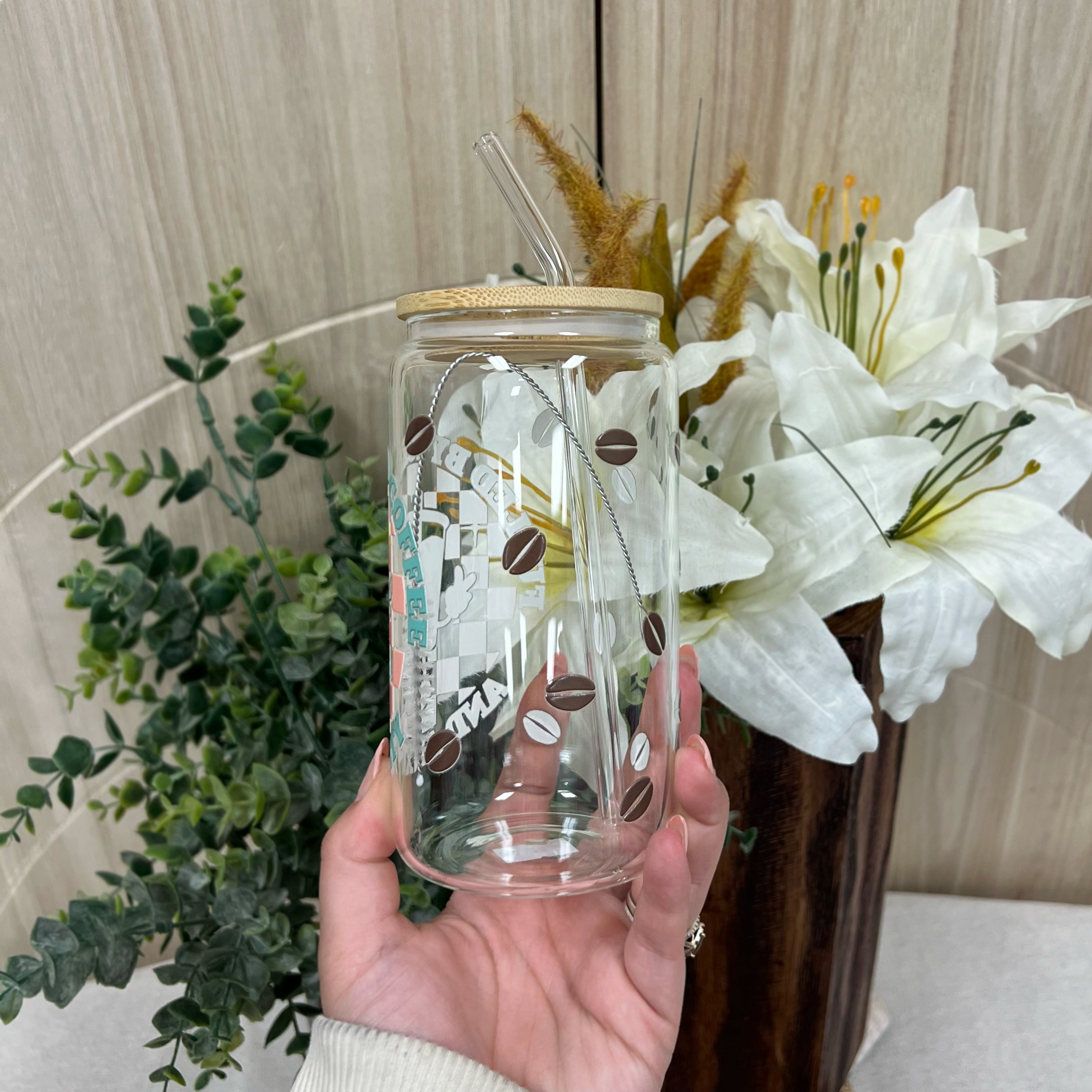 Fueled By Iced Coffee and Anxiety Glass Cup