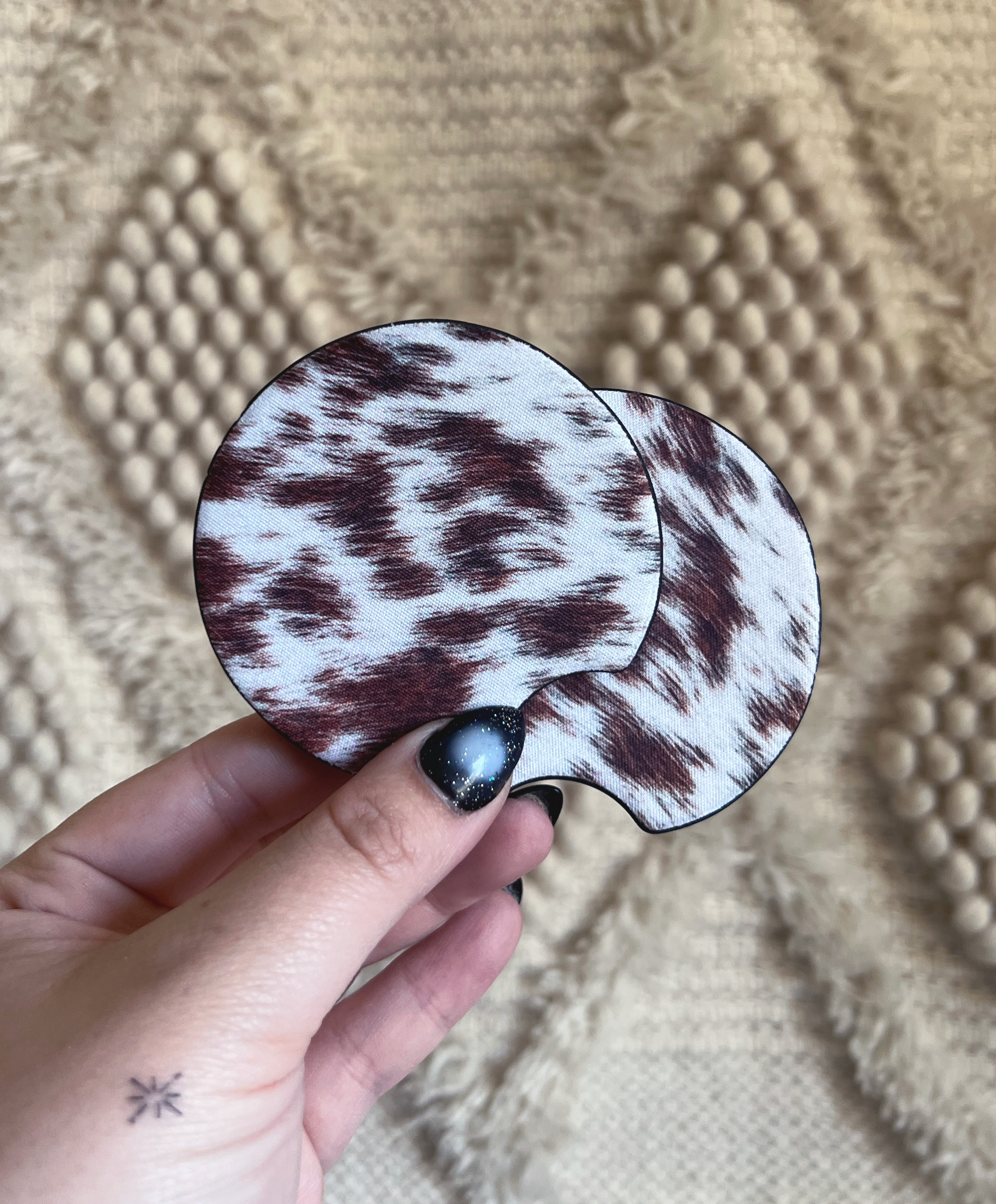 Cow Print Car Coaster