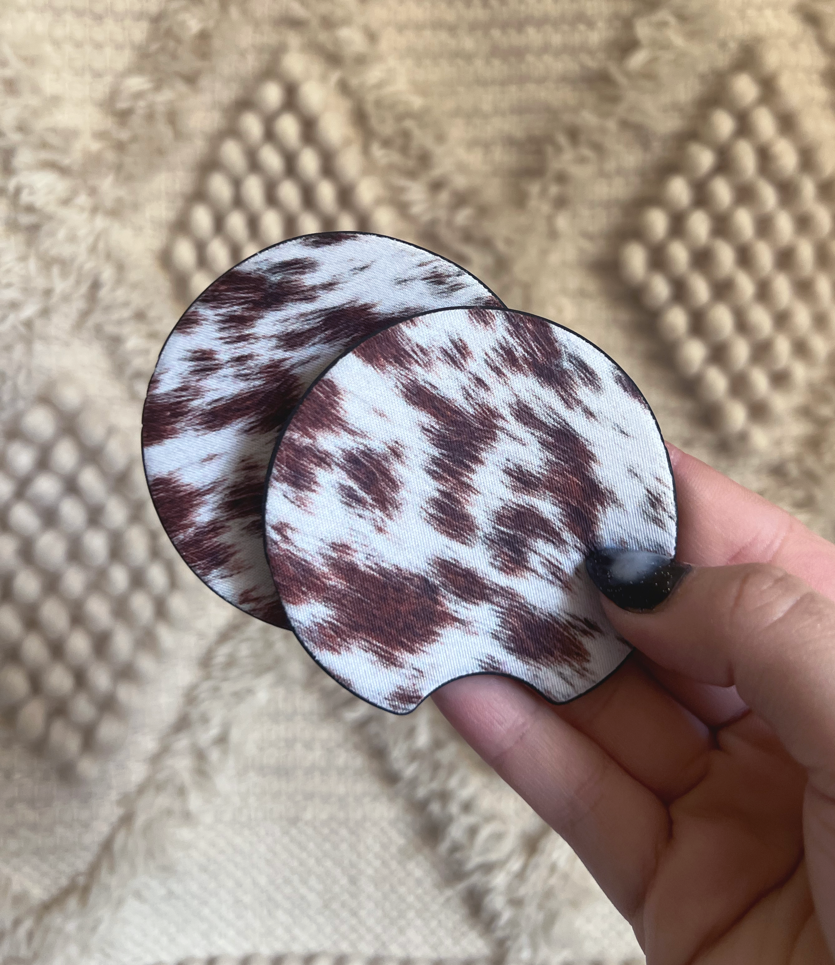 Cow Print Car Coaster
