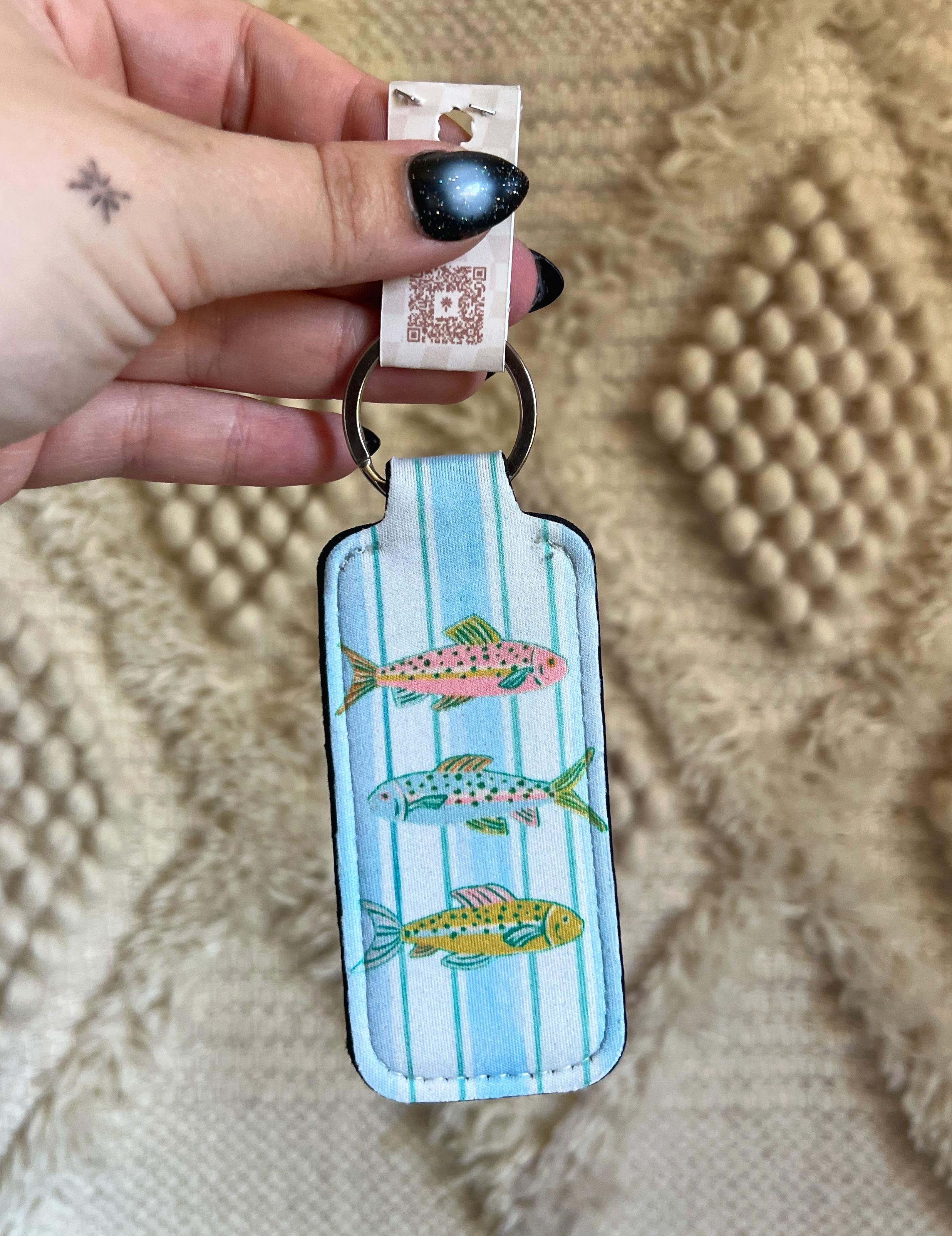 Vintage Fish Chapstick Holder Keychain