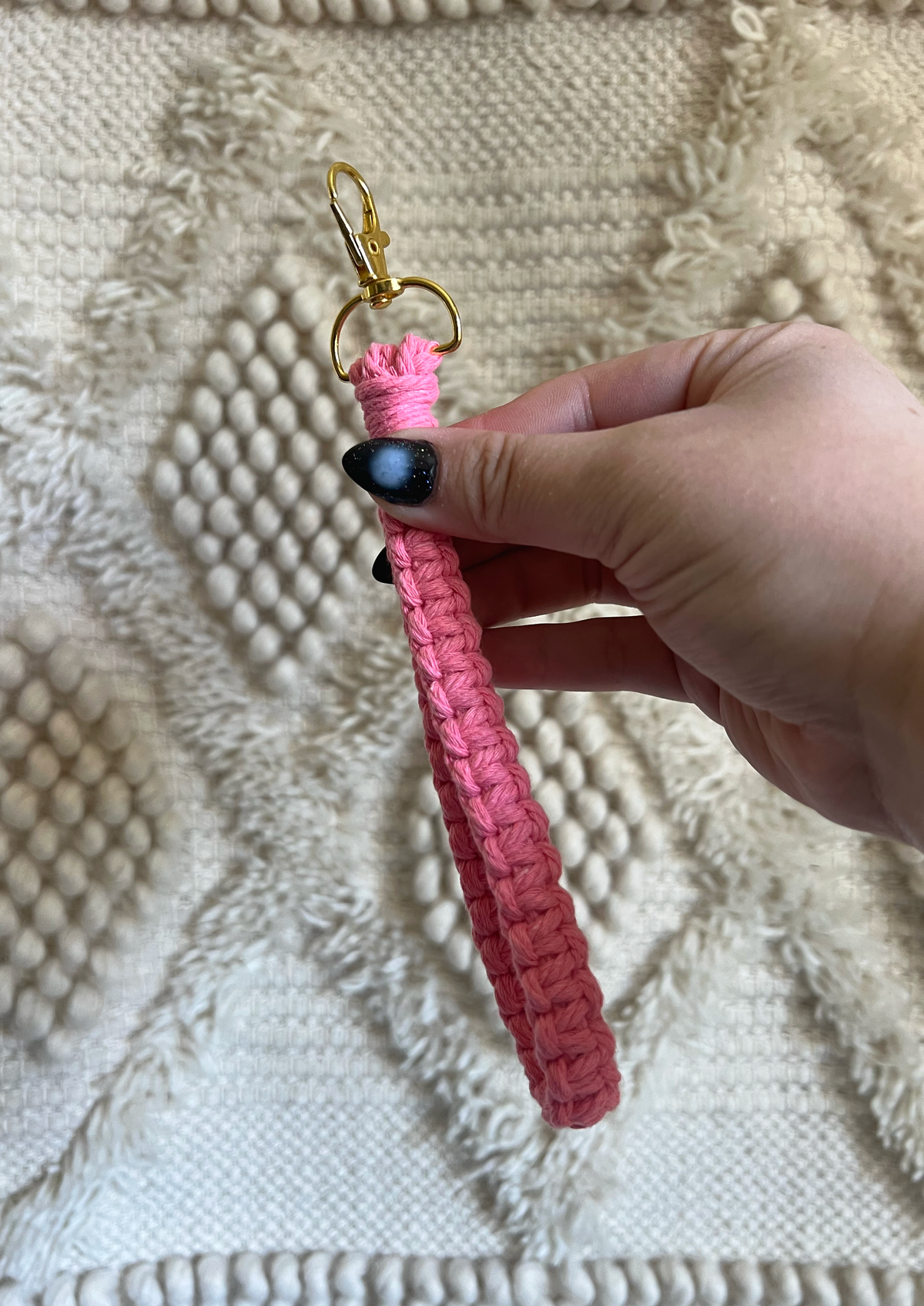 Pink Macrame Keychain