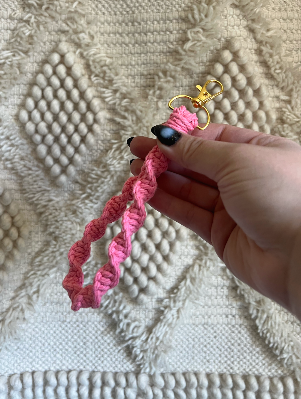 Pink Macrame Keychain