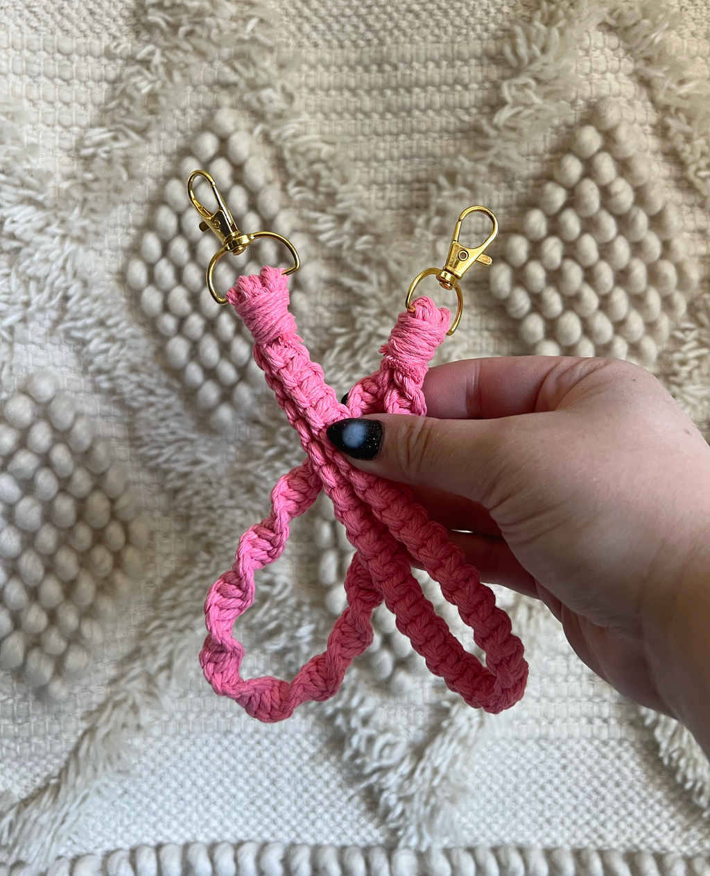 Pink Macrame Keychain