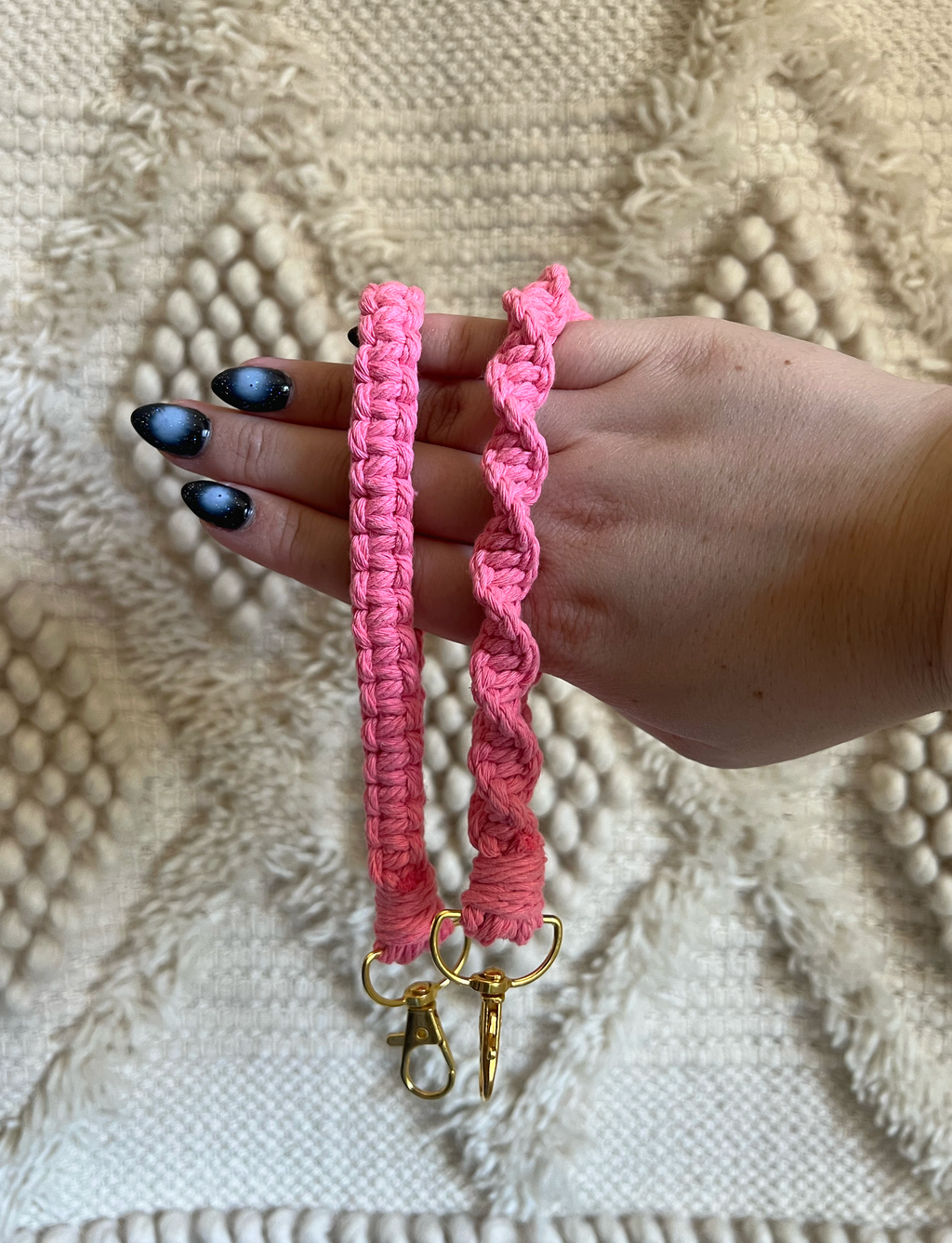 Pink Macrame Keychain