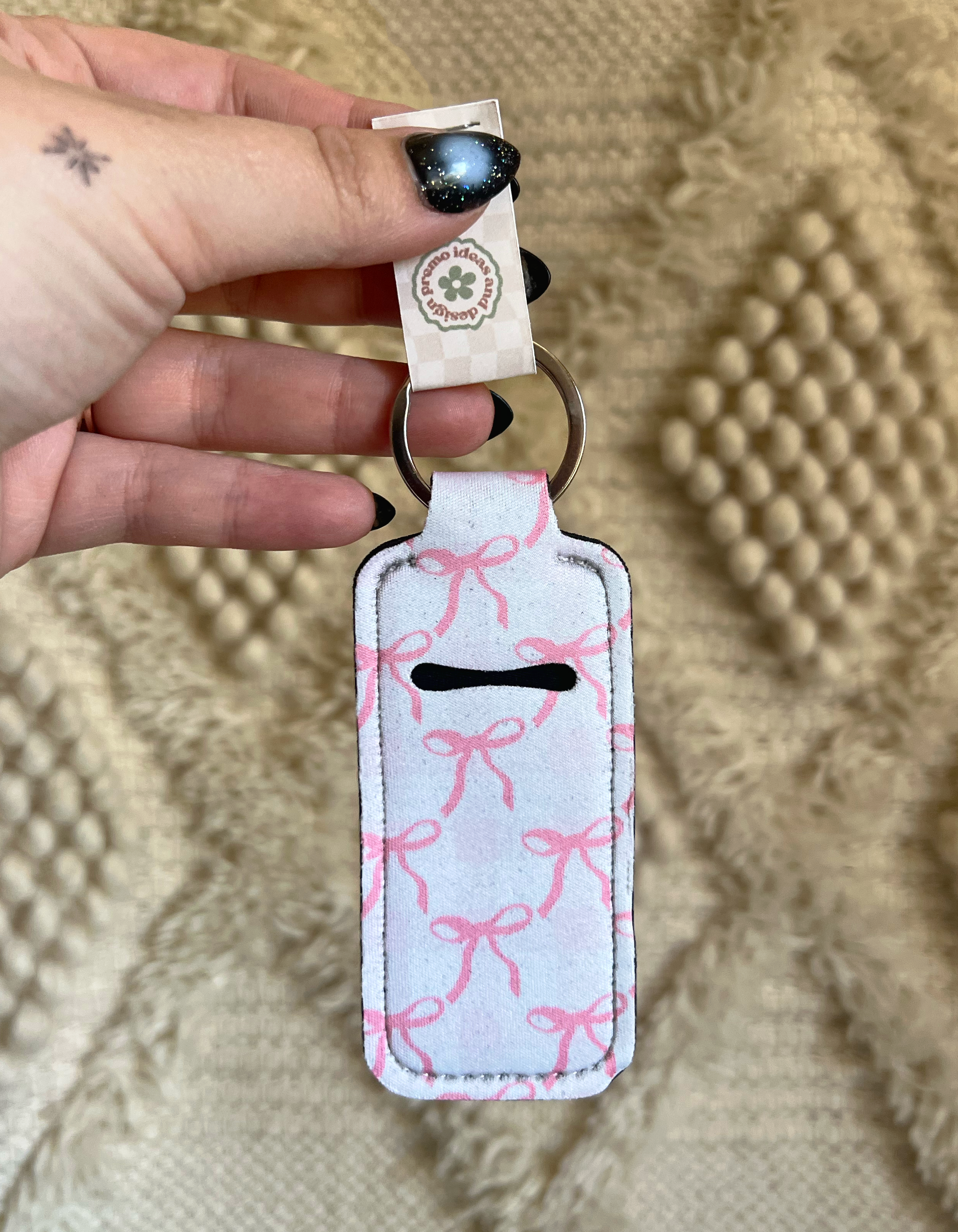 Coquette Bows Chapstick Holder Keychain