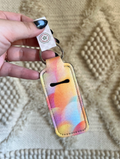 Rainbow Wave Chapstick Holder Keychain