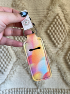 Rainbow Wave Chapstick Holder Keychain