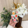 Retro Flowers Glass Cup