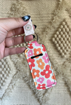 Retro Flowers Chapstick Holder Keychain