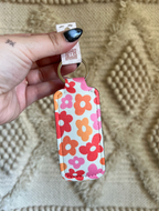 Retro Flowers Chapstick Holder Keychain
